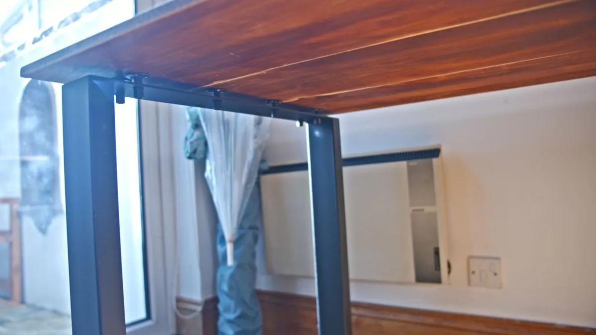 Furnished Oak Table with Black Alloy Steel Legs - Image 3