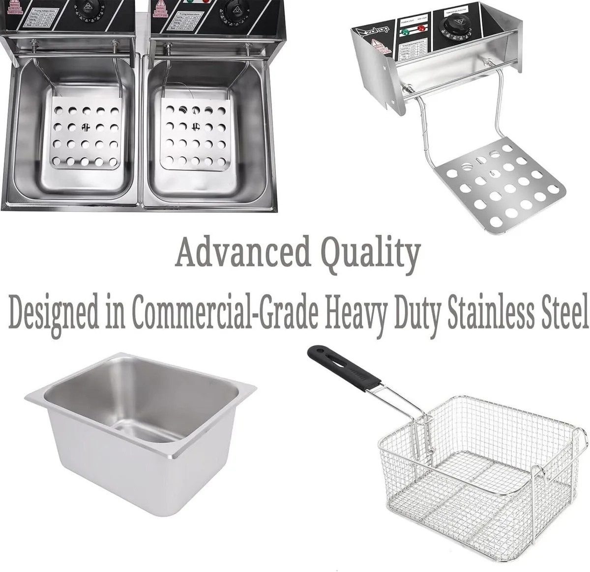 12L 5000W Commercial Electric Deep Fryer with Twin - Image 4