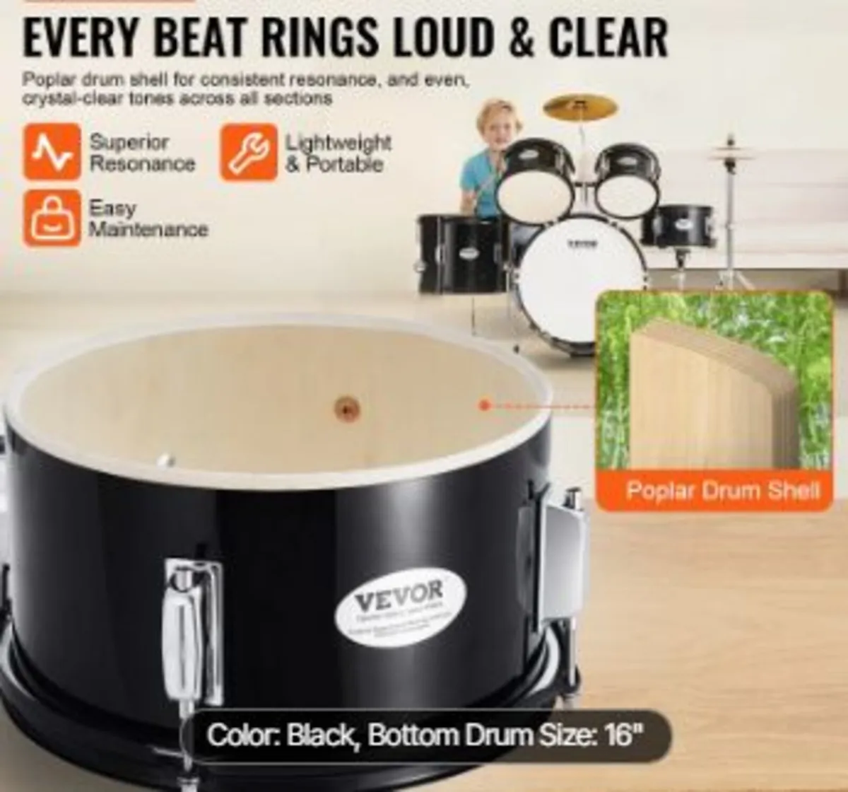 Kids Drum Set, 5-Piece - Image 2