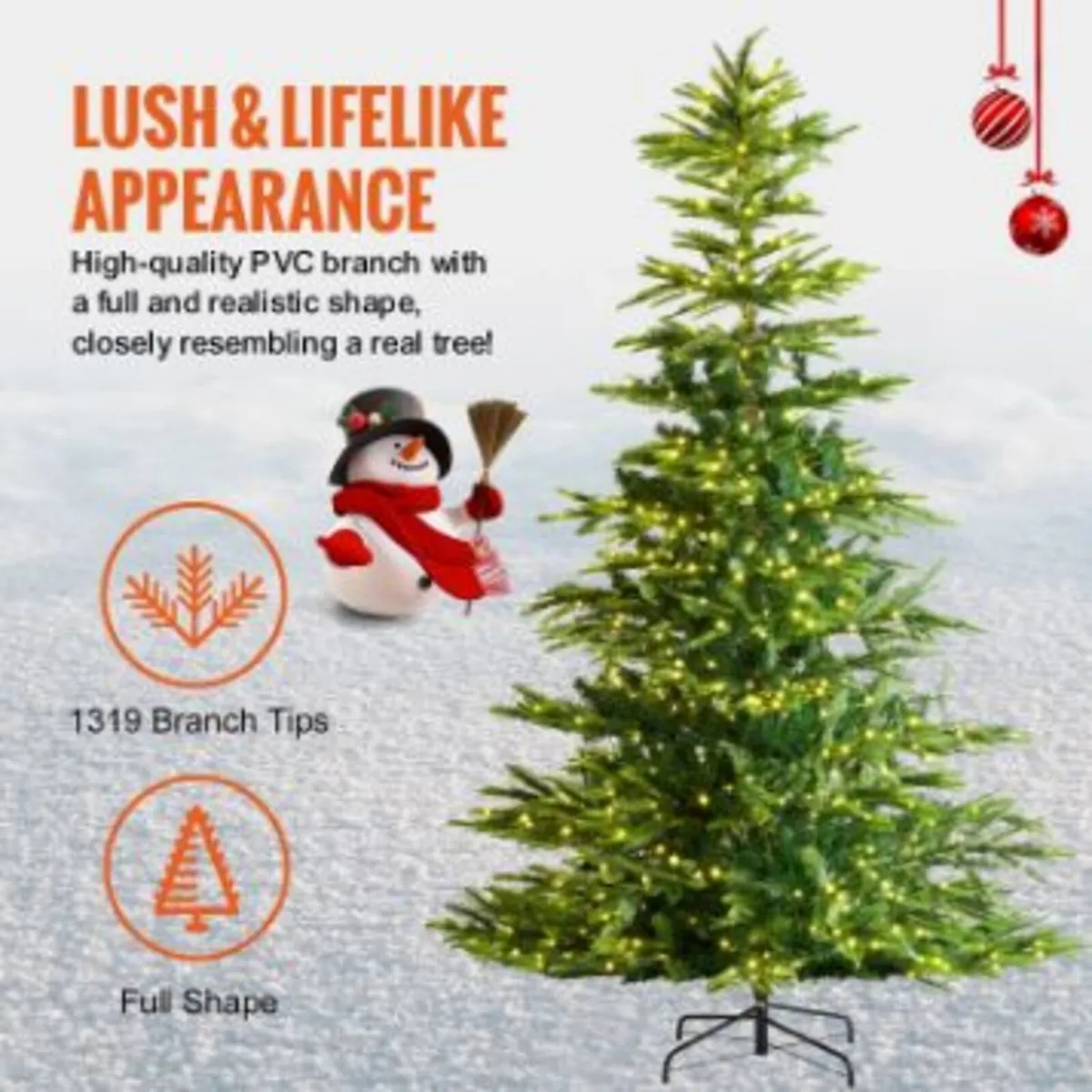 Christmas Tree, 7.5ft Prelit Artificial Xmas - Image 4