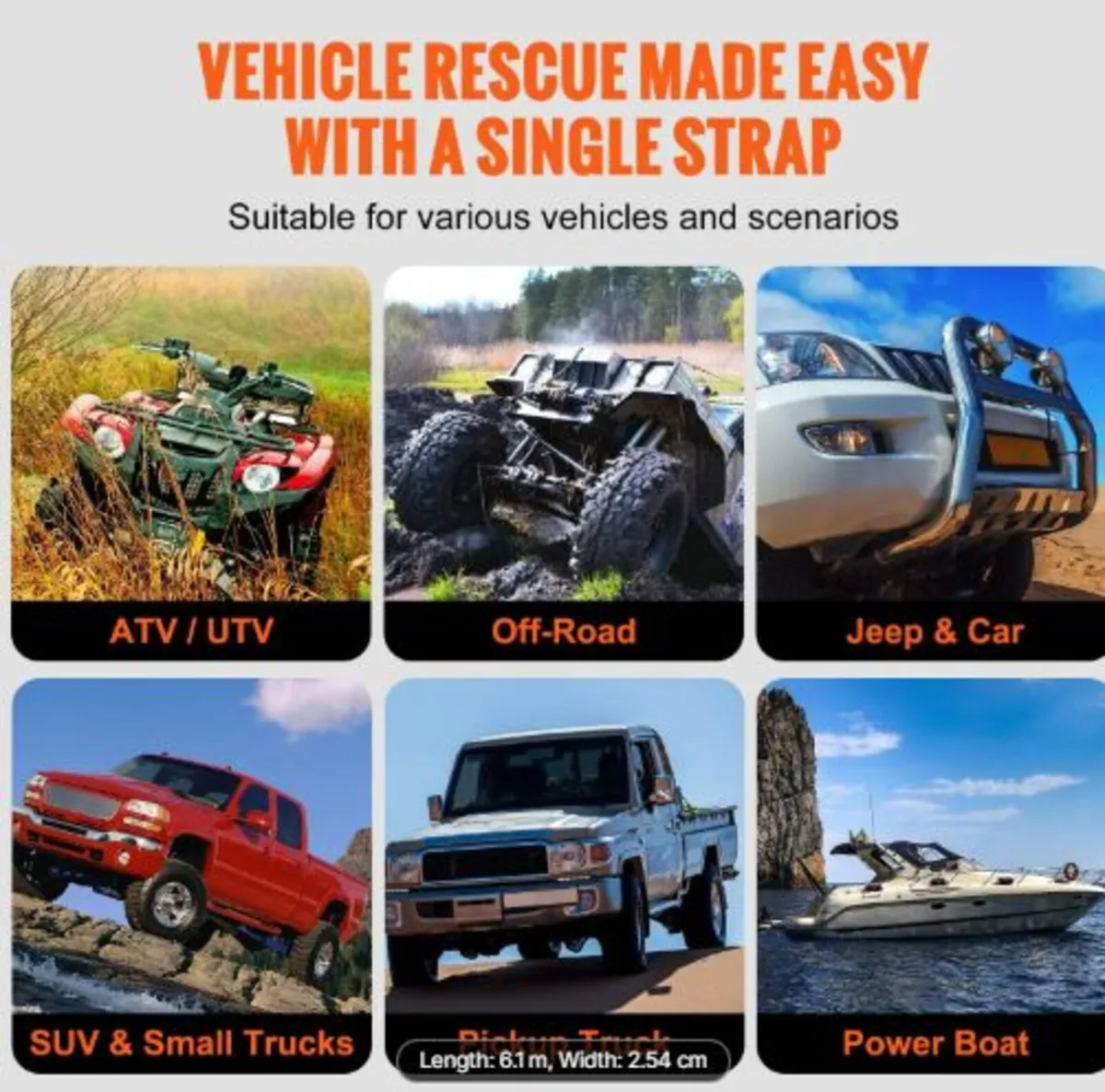 1" (2.54 cm) x 20'/6.1m Kinetic Recovery Tow Rope - Image 4