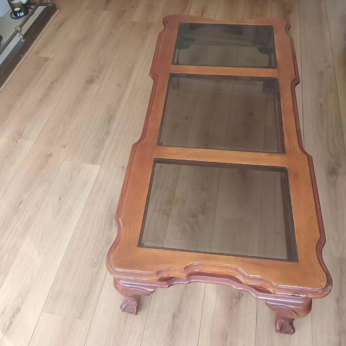 Traditional Solid Wood and Glass Coffee Table - Image 2