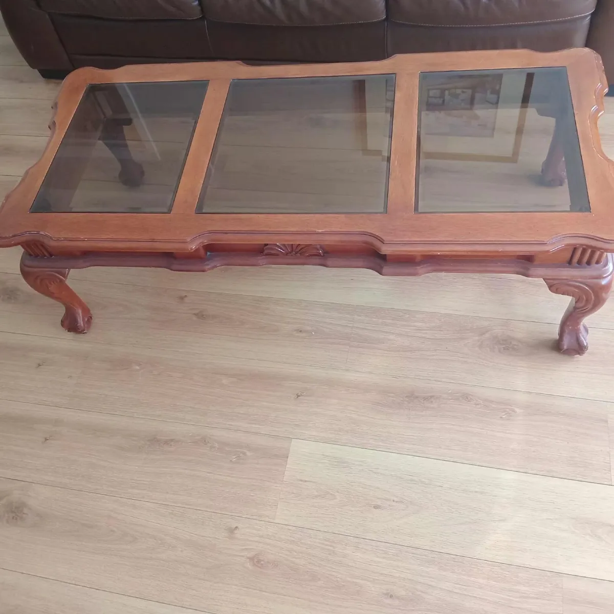 Traditional Solid Wood and Glass Coffee Table - Image 3