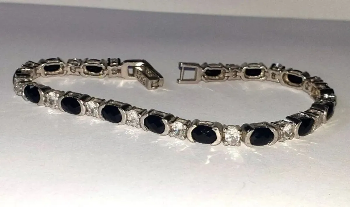 Vintage Sterling Silver Gemset Line Bracelet - Image 2