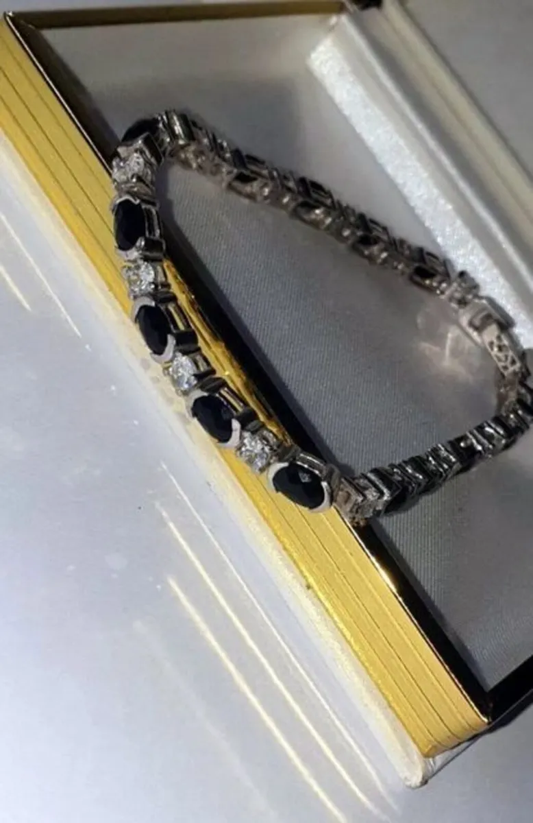 Vintage Sterling Silver Gemset Line Bracelet - Image 4