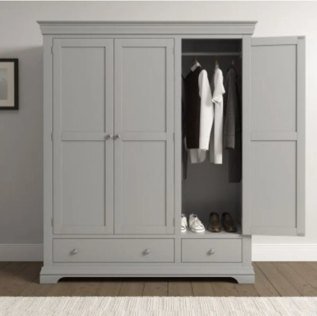 Bordeaux 3 Door Wardrobe Pebble Grey