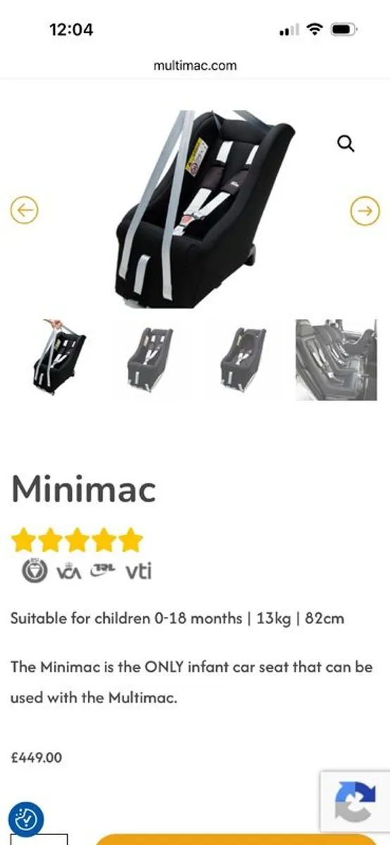 Multimac Car Seat and 2 x Minimac Car Seats - Image 4