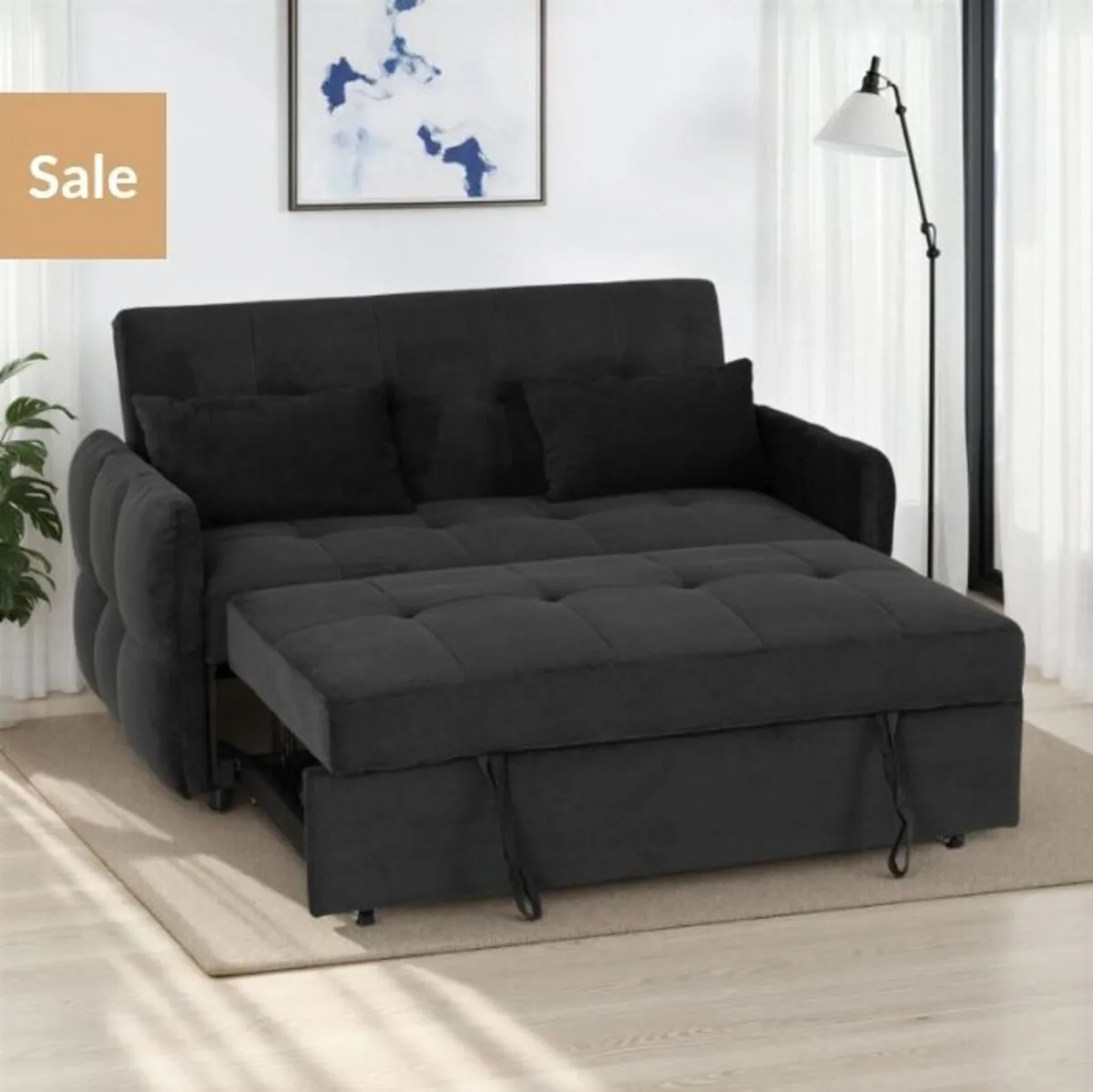 Chelsea Sofa Bed Black Fabric - Image 2