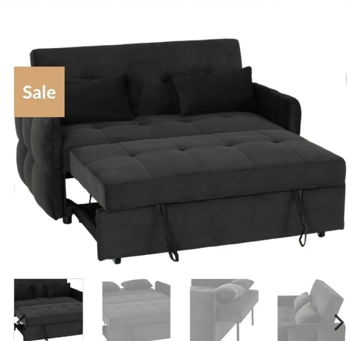 Chelsea Sofa Bed Black Fabric - Image 3