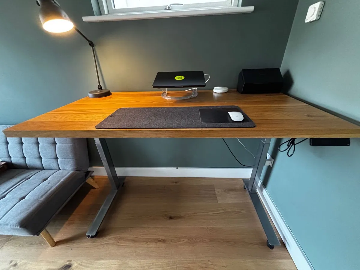 Herman-Miller Solid Oak Automatic Standing Desk - Image 1