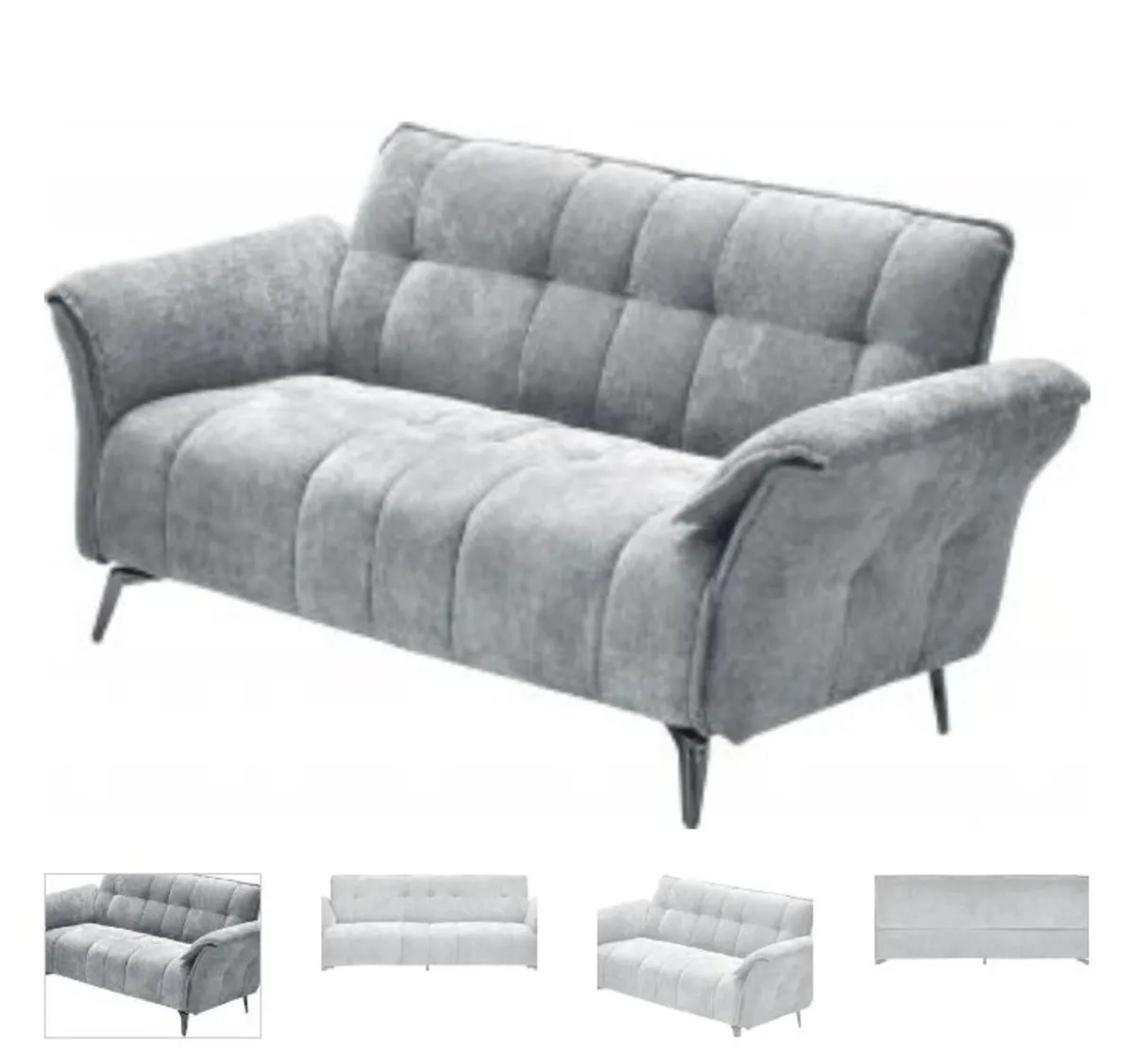 Amalfi 3 Seater Sofa Grey Fabric - Image 2