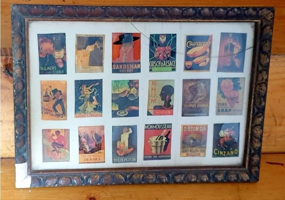 Framed Vintage Alcohol & Beverage Matchbox Labels - Image 4