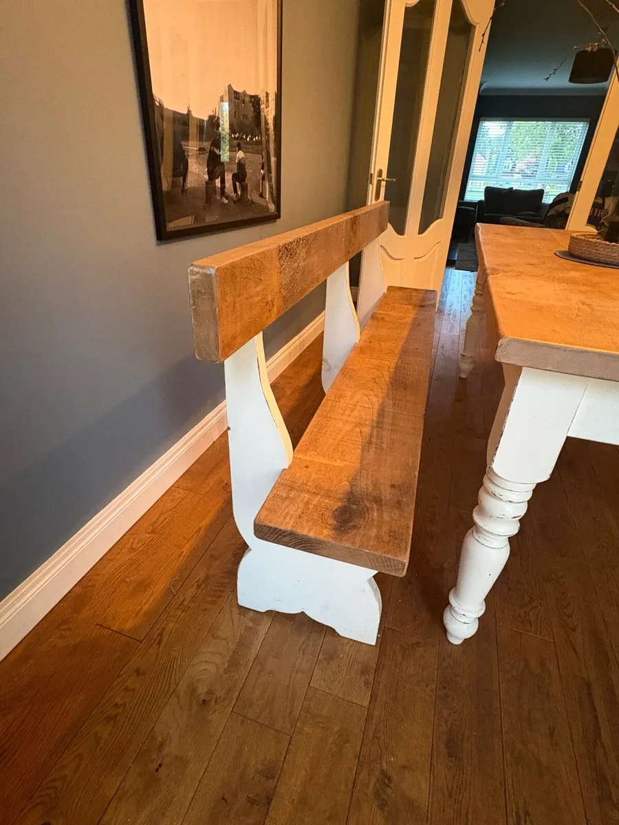 Solid Wood Dining Table & Benches - Image 4