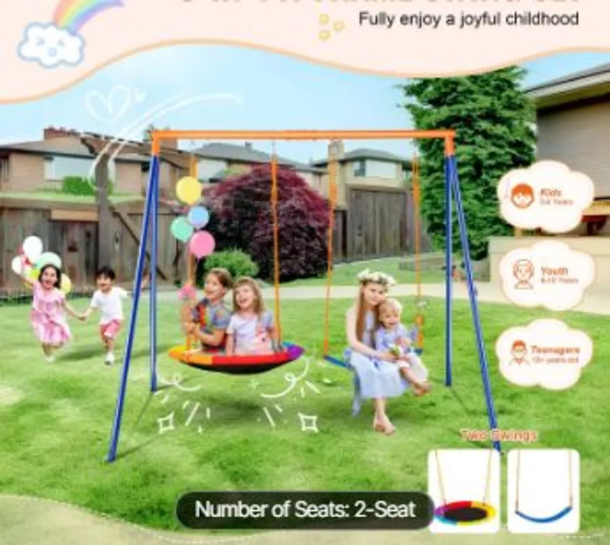 Swing Sets for Backyard, 440lbs Load Capacity - Image 2