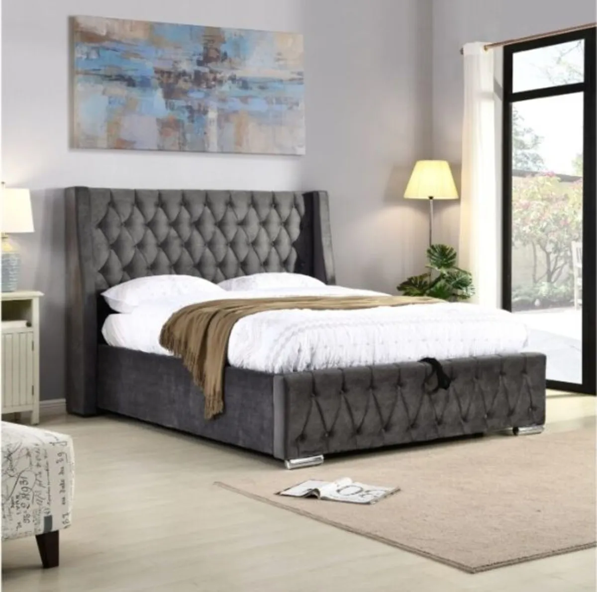 Jersey Dark Grey Fabric Bed - Image 2