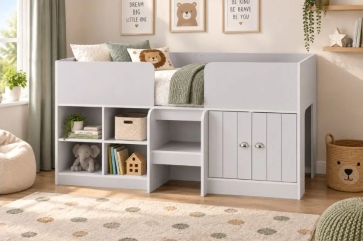 Orlando Low Sleeper Bed Dove Grey - Image 1