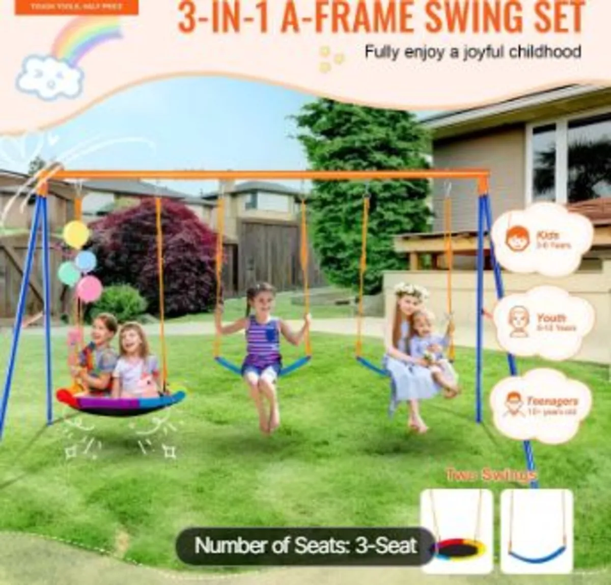 Swing Sets for Backyard, 600lbs Load - Image 2