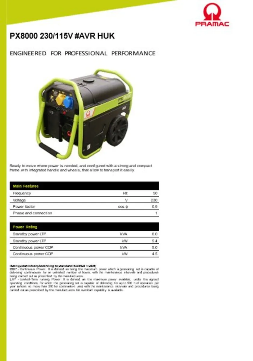 Pramac PX8000  6.5KVA Generator - Image 4