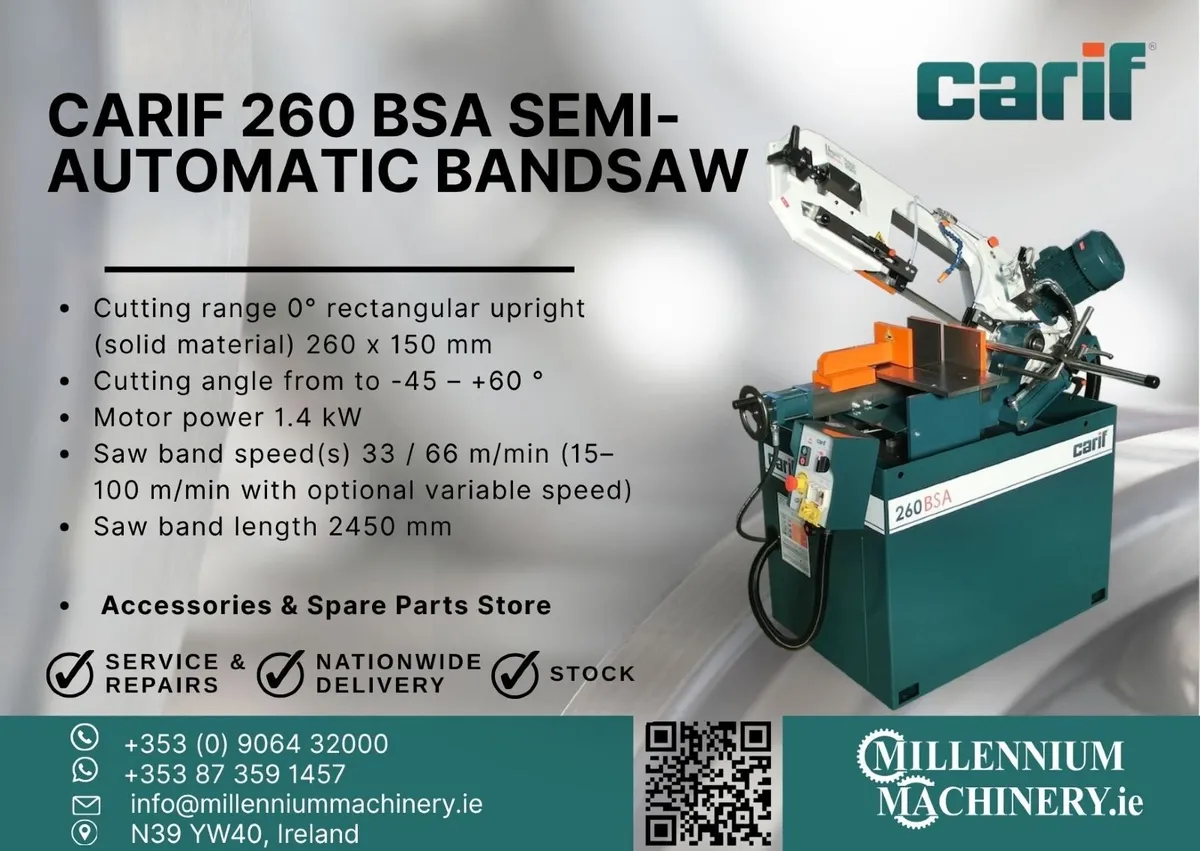 Carif 260 BSA semi-automatic hydraulic bandsaw - Image 1