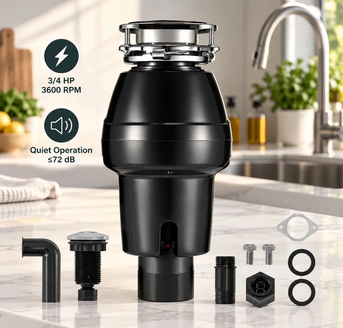 3/4 HP Food Waste Disposer 3600 RPM Continuous Fee - Image 1
