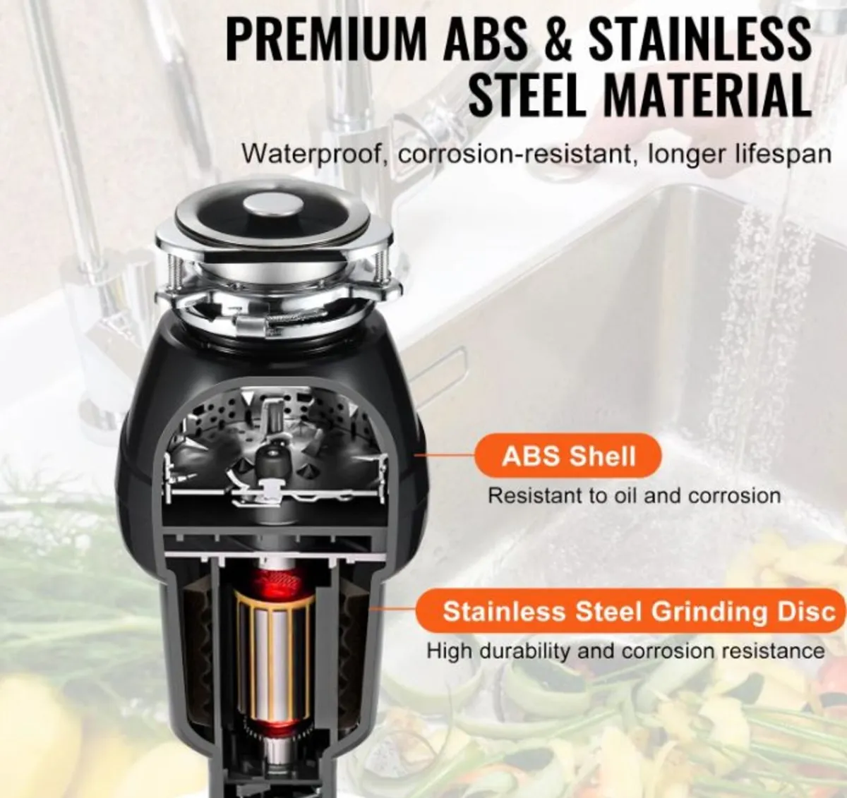 3/4 HP Food Waste Disposer 3600 RPM Continuous Fee - Image 4