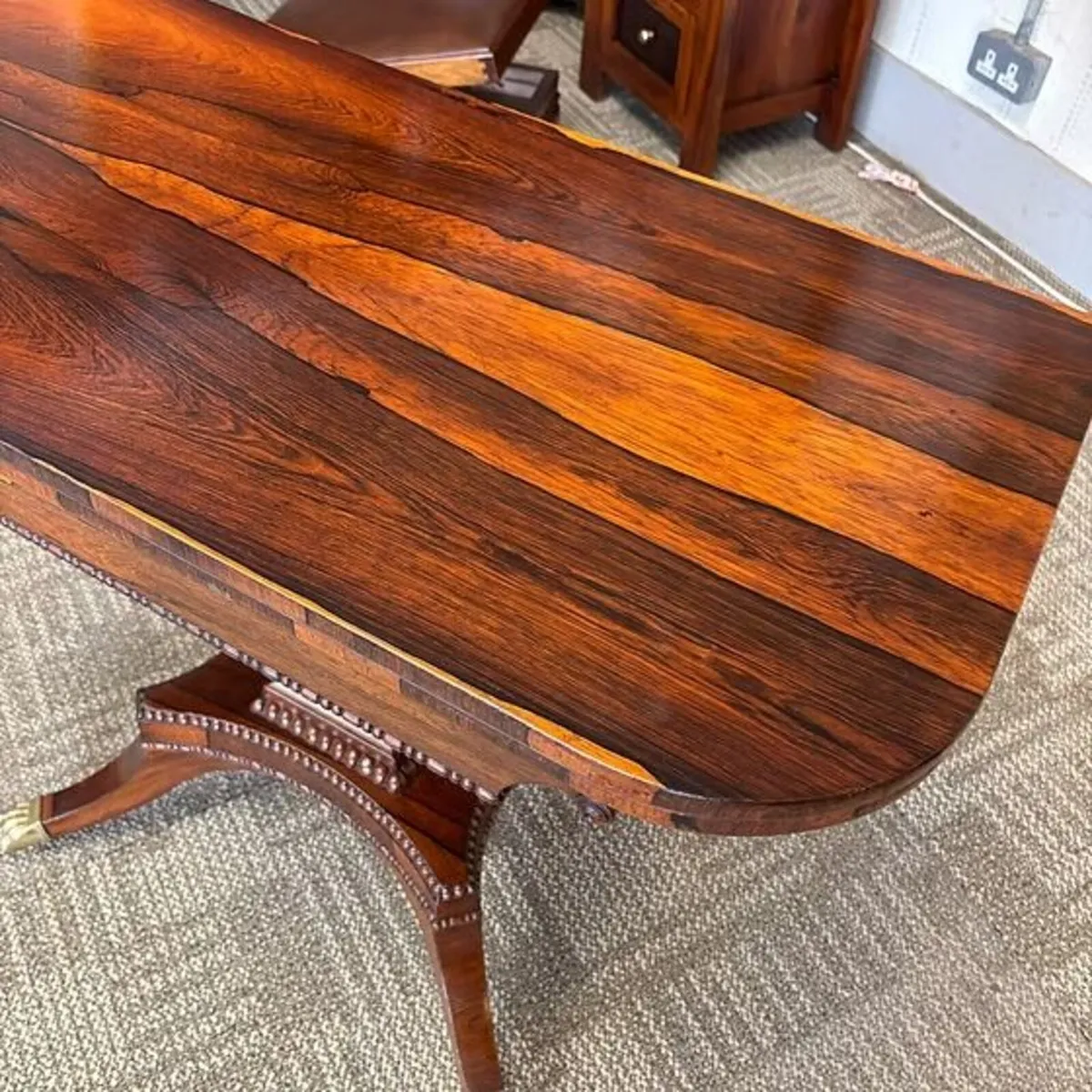 19th Century Regency rosewood brass inlaid foldove - Image 3