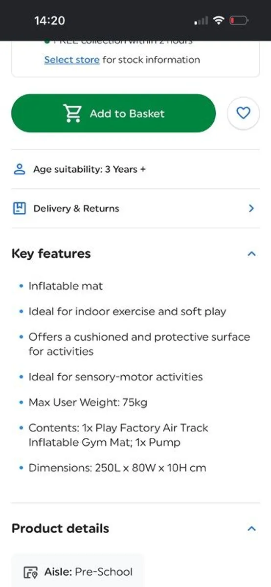 Smyths gymnastics mattress - Image 2