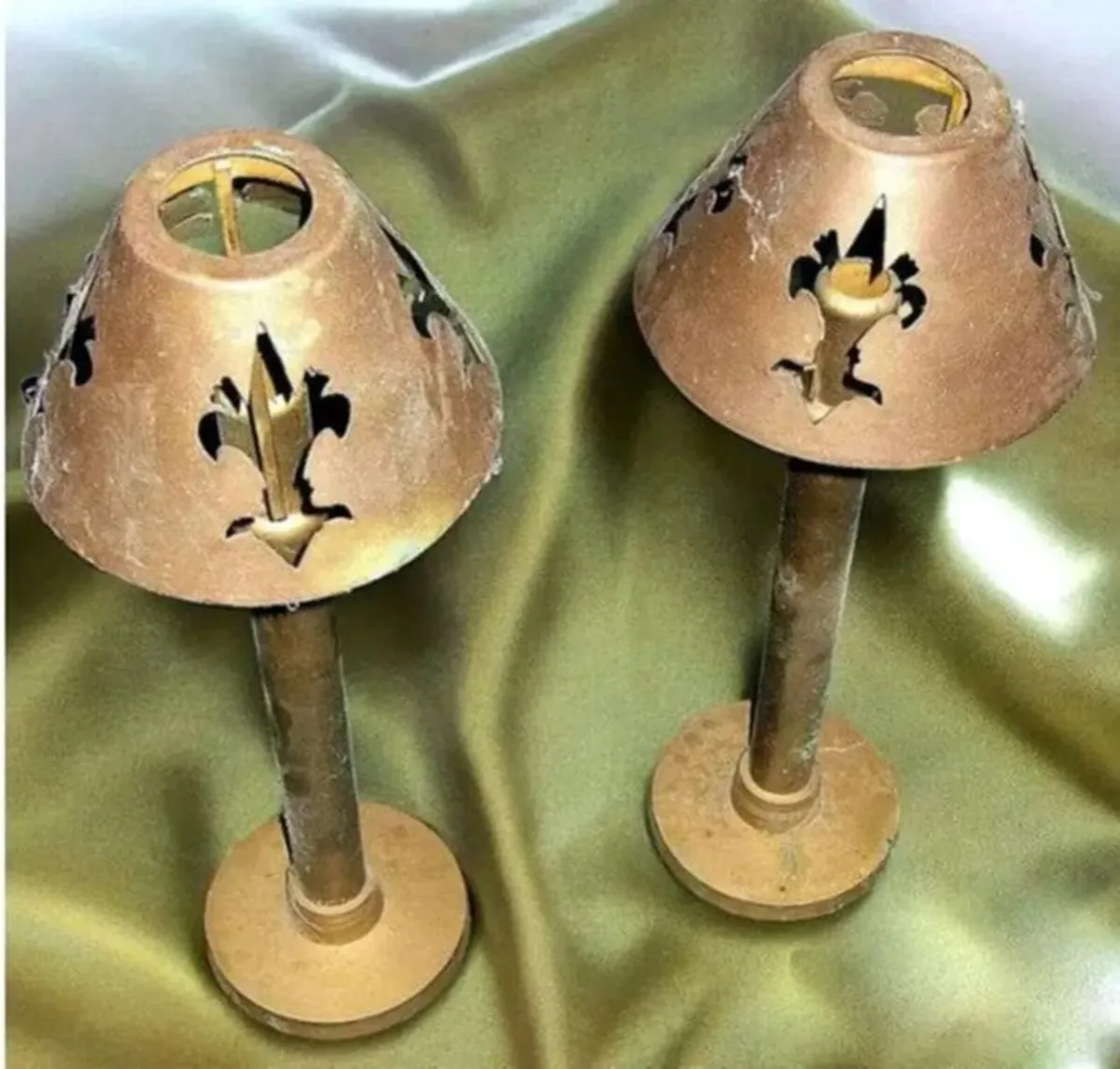 Pair of Vintage Harrods Brass Candle Lamps - Image 3
