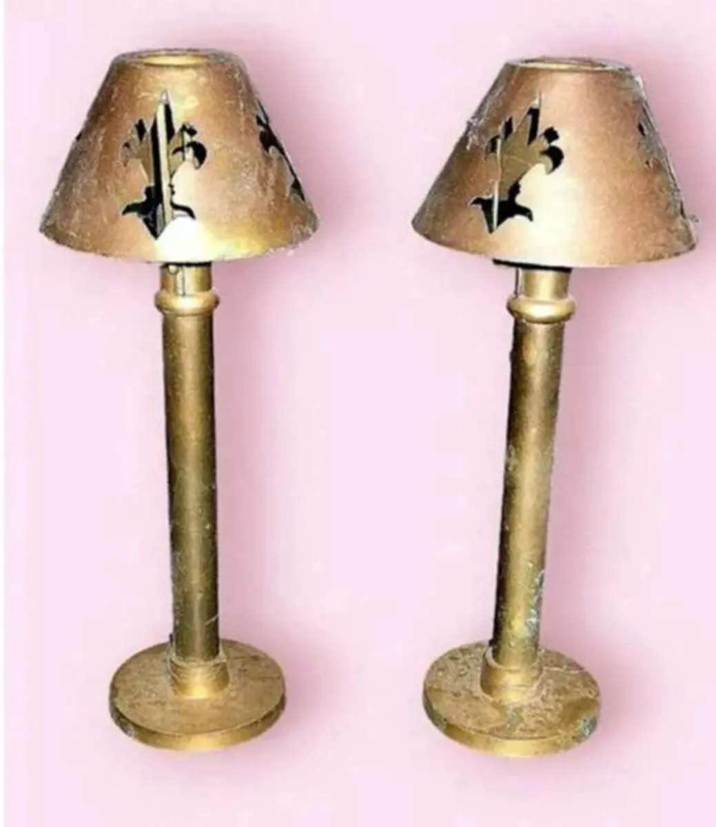 Pair of Vintage Harrods Brass Candle Lamps - Image 4