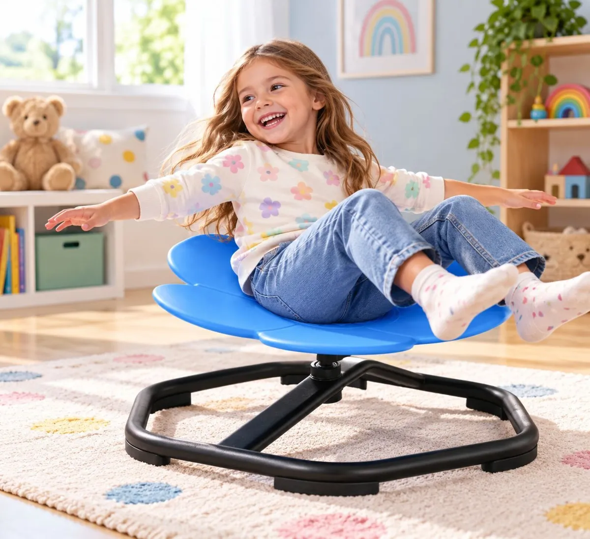 Kids 360° Sensory Spinning Swivel Chair Blue – Bal - Image 2