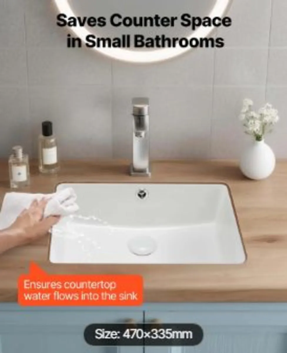 Undermount Bathroom Sink, 470 x 335 mm - Image 2