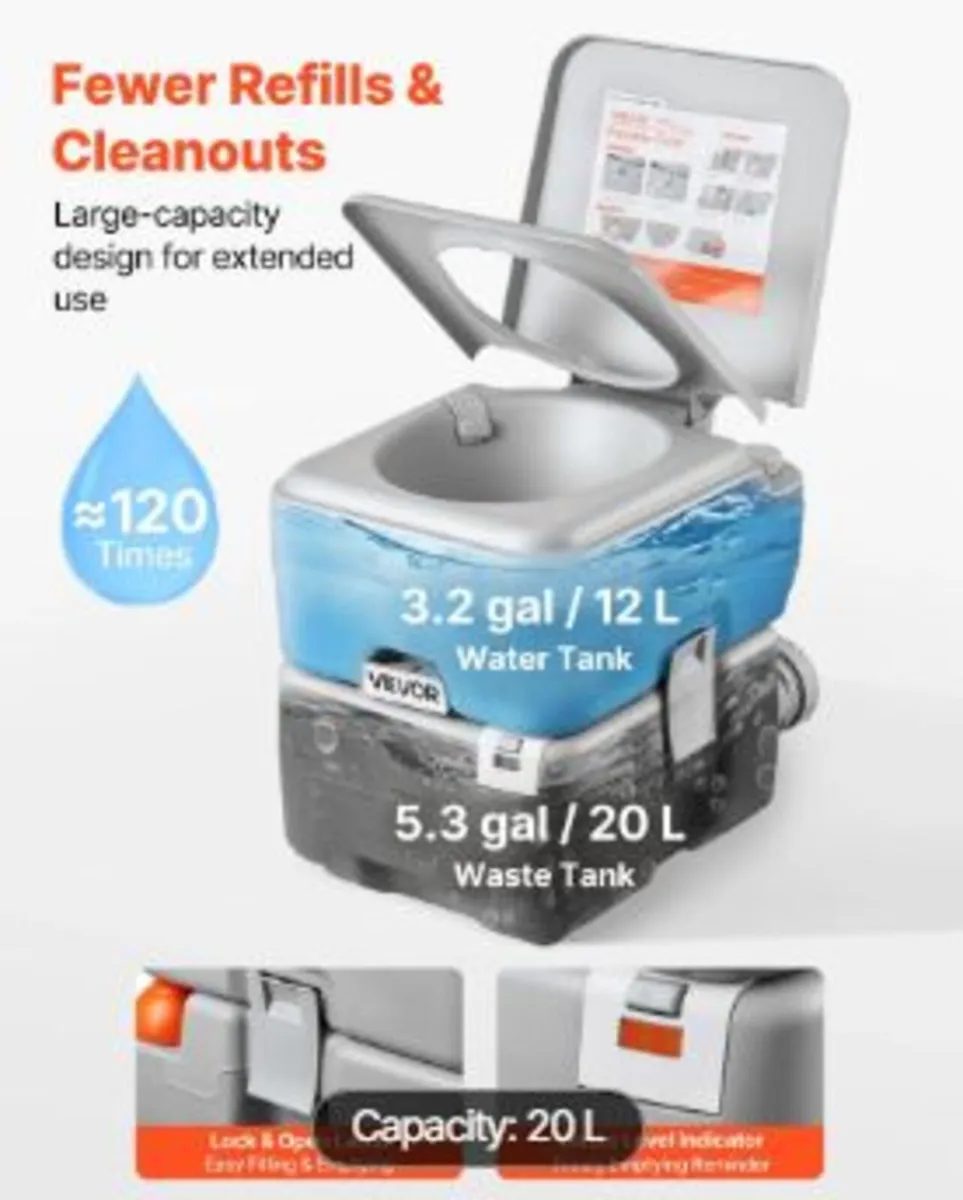 Portable Toilet, 20L Detachable Waste Tank - Image 4