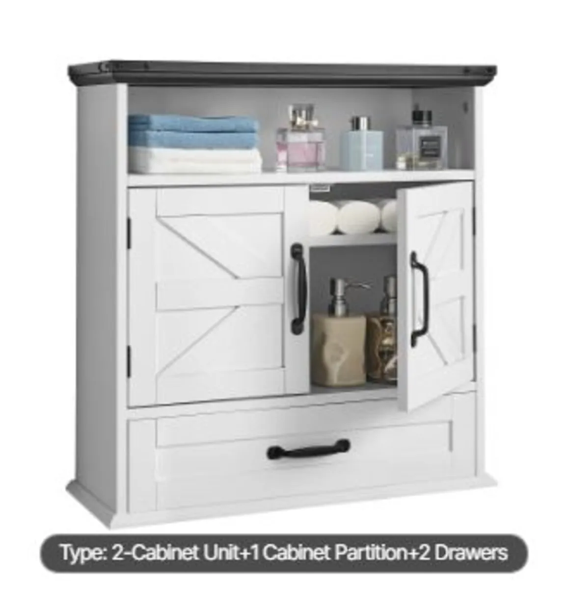 Bathroom Wall Cabinet, 2 Doors & Adjustable - Image 3
