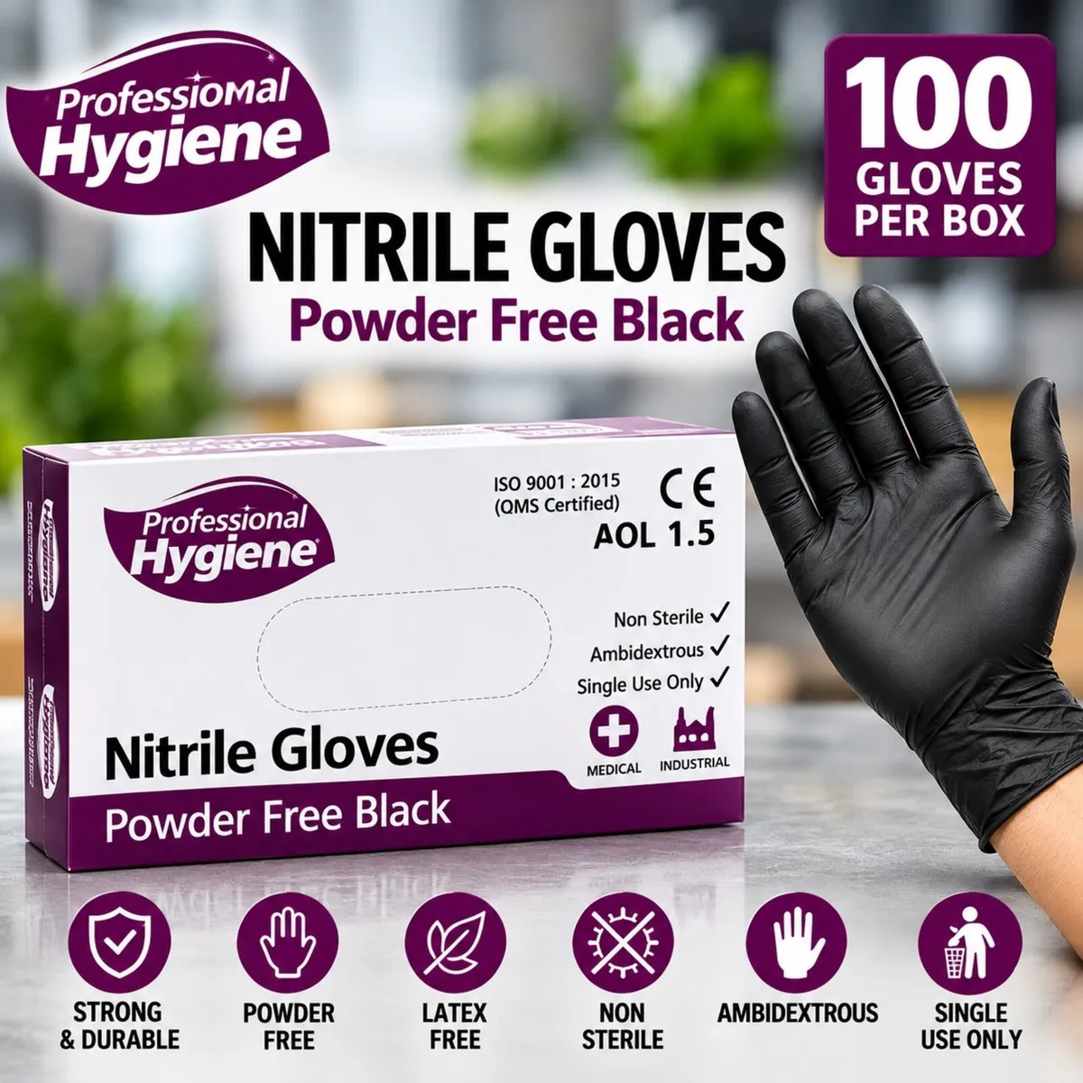 Black Nitrile Gloves Professional Hygiene - Image 1
