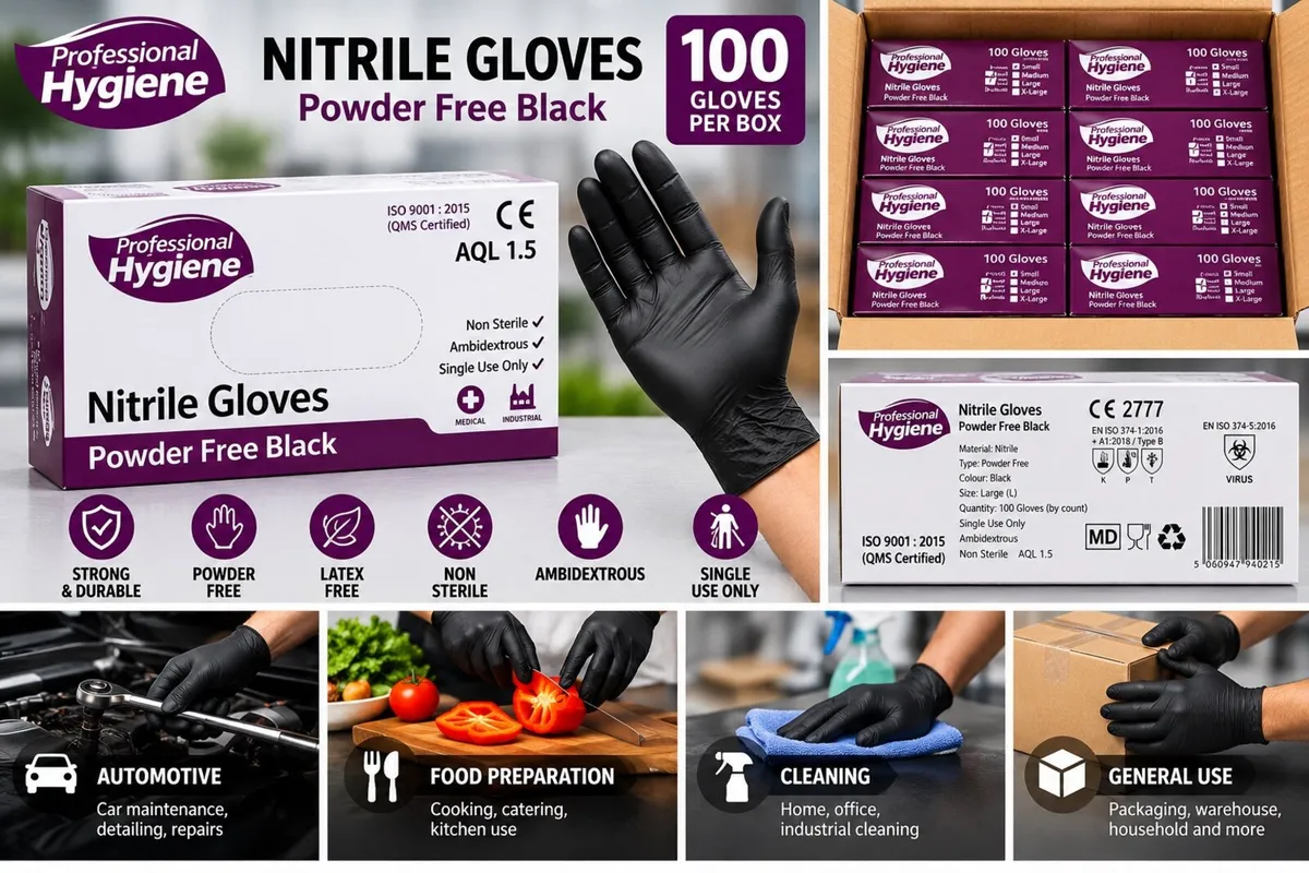 Black Nitrile Gloves Professional Hygiene - Image 2