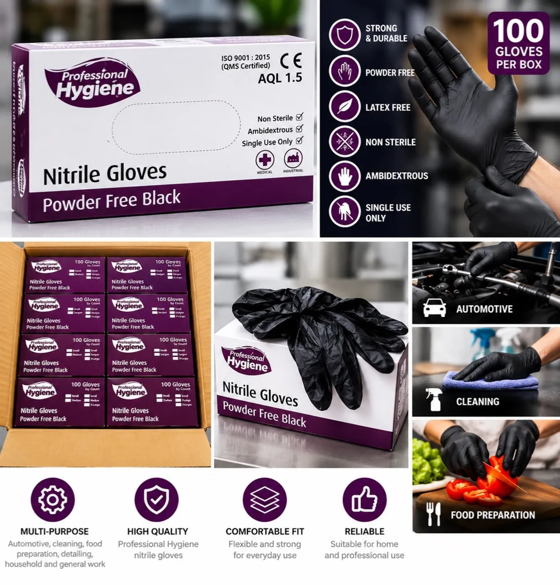 Black Nitrile Gloves Professional Hygiene - Image 3