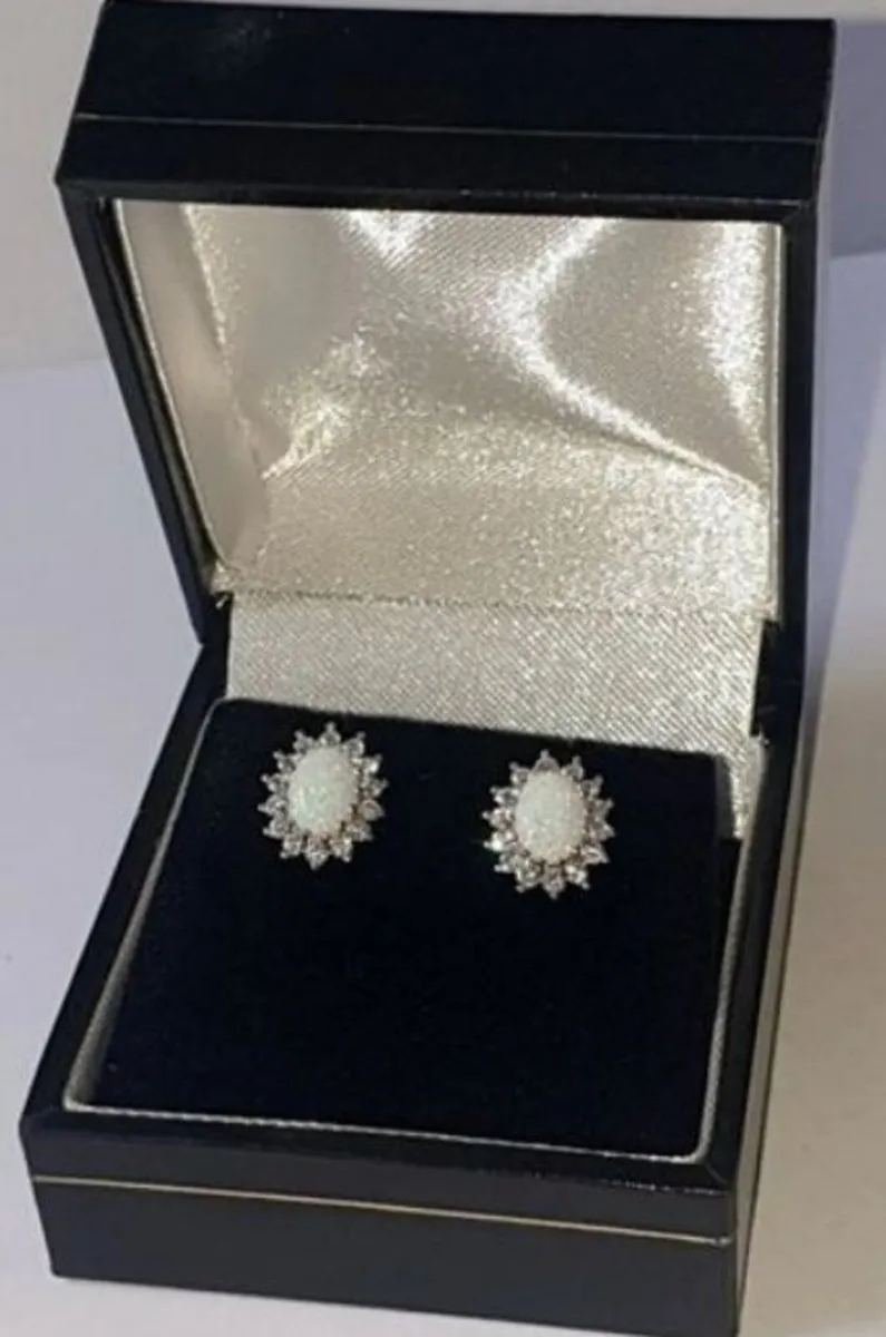 Vintage Hallmarked Silver Opal & Sapphire Clusters - Image 1