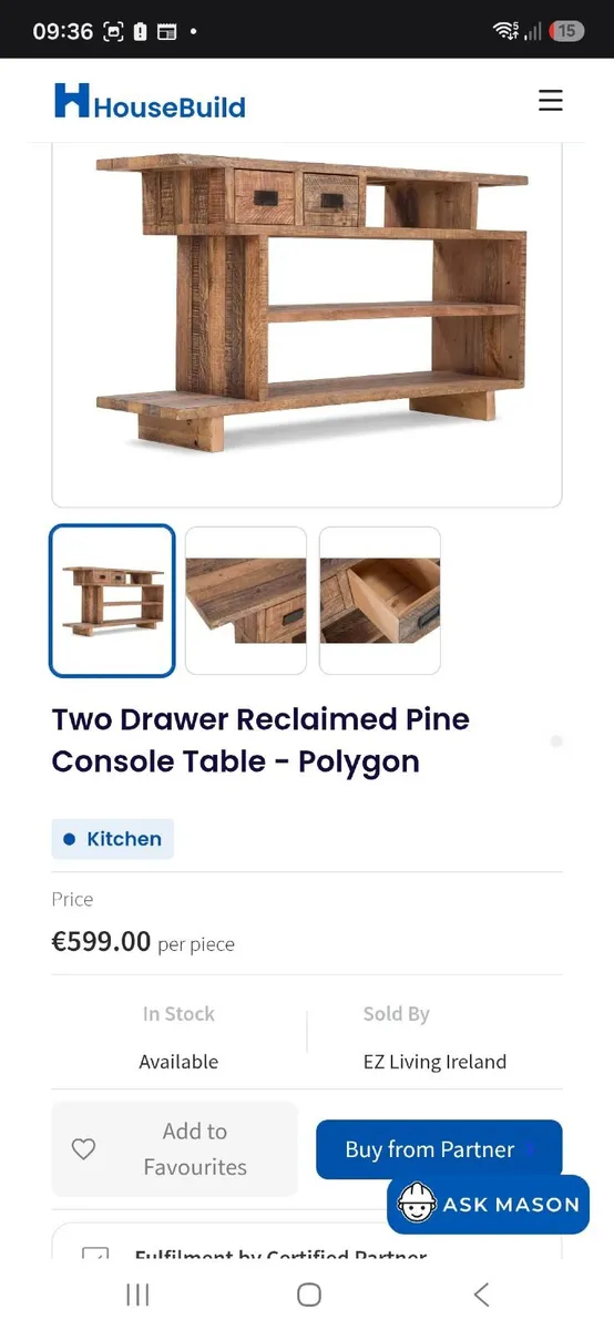 Console Table Reclaimed Pine - Image 3
