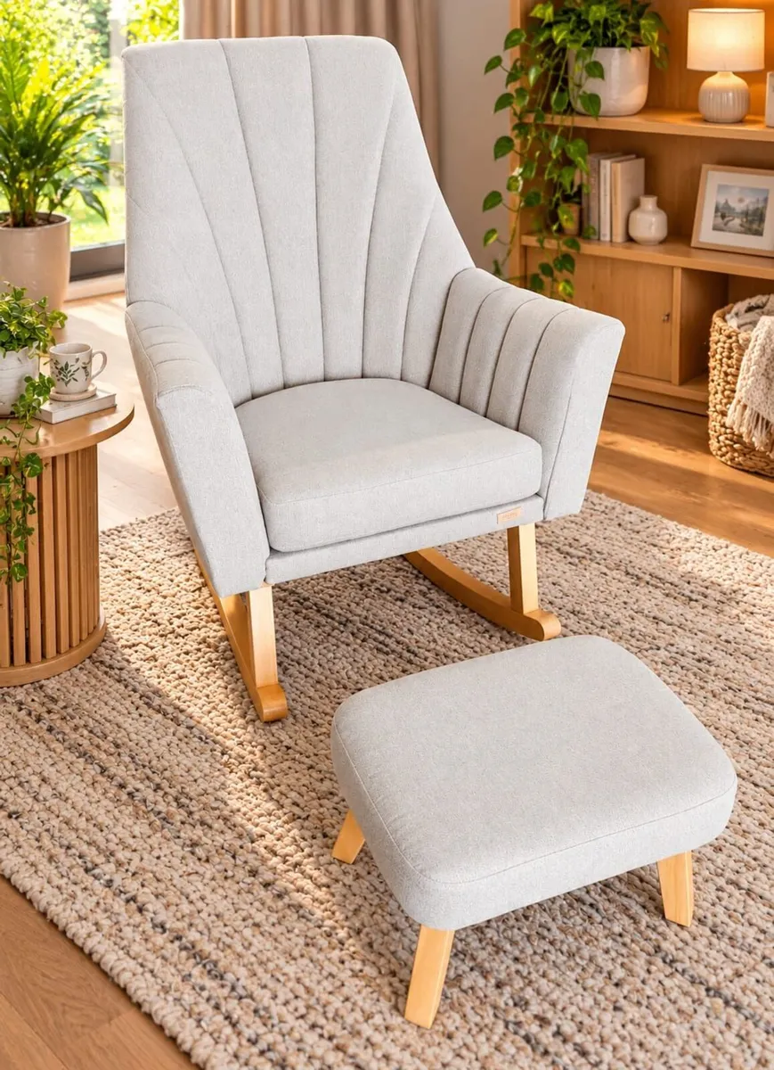 Rocking Chair + Footstool (Like New) - Image 3