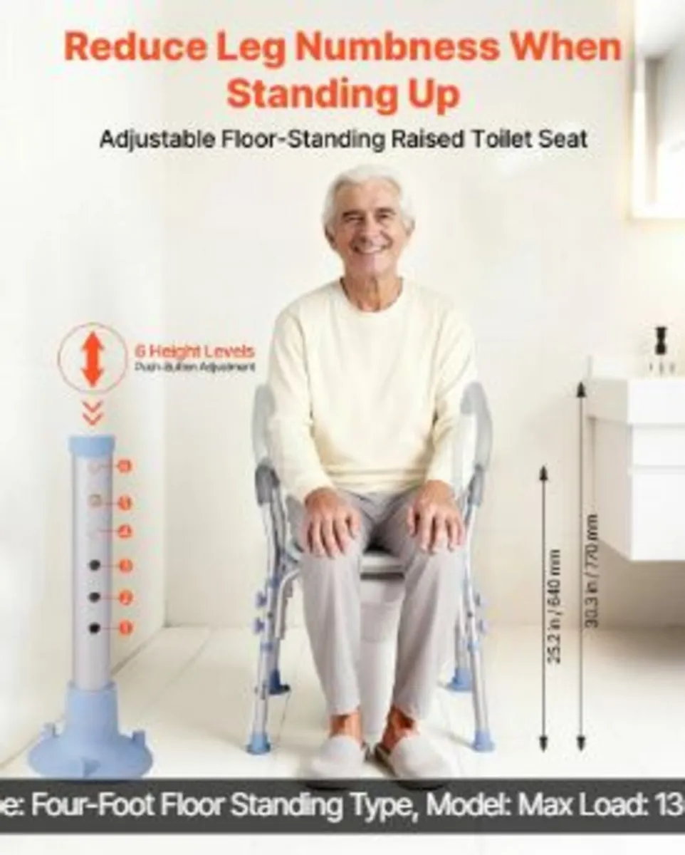 Raised Toilet Seat with Arms, 136 kg - Image 2