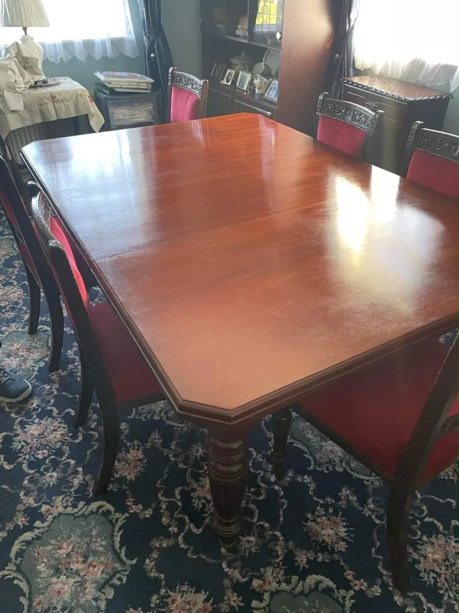 Antique Table and 6 chairs - Image 2