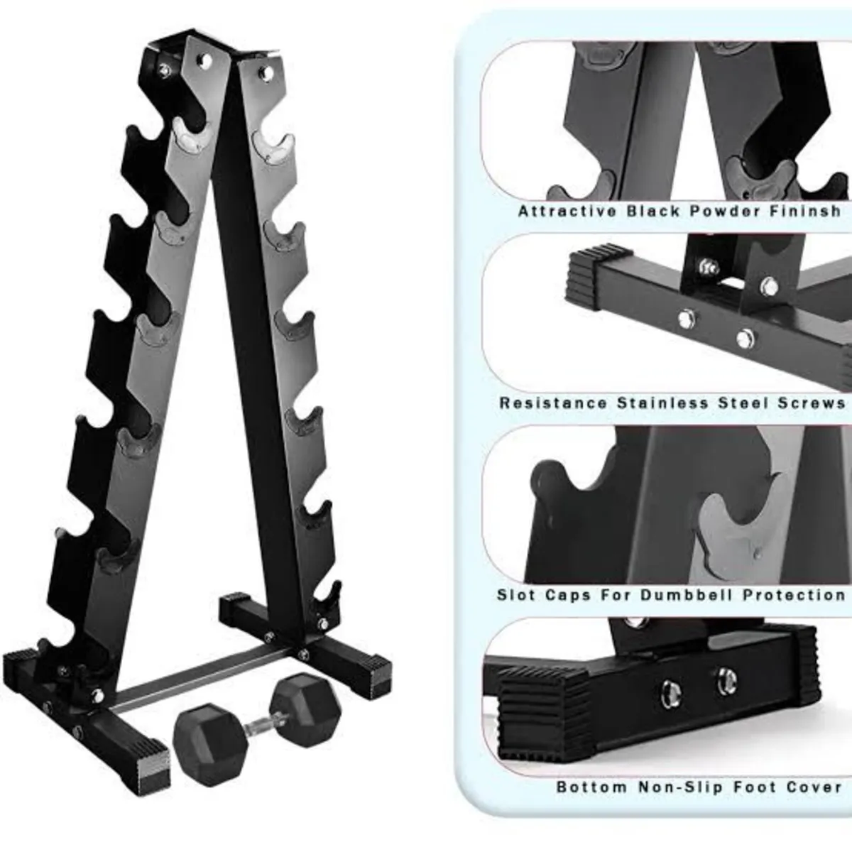 5kg to 17.5kg dumbbell set with rack - Image 2