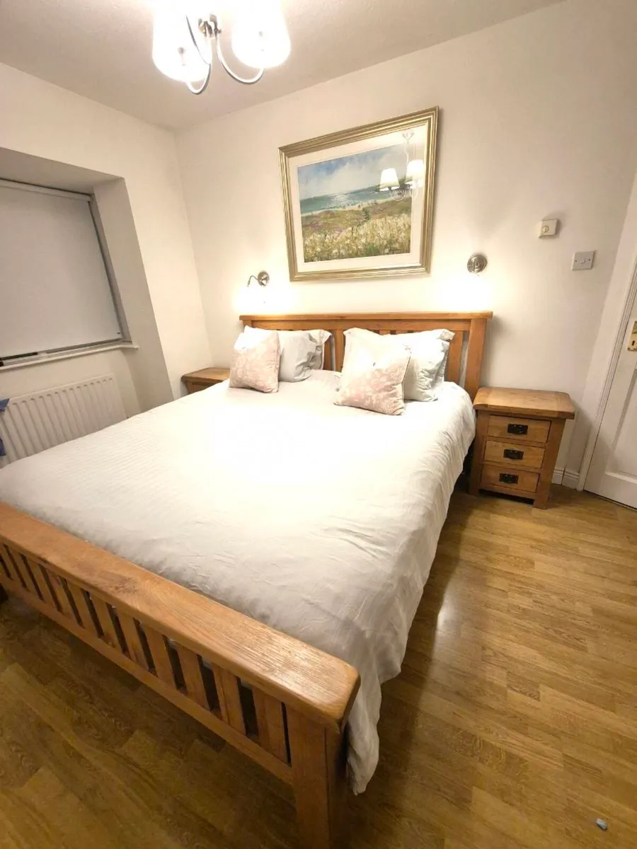 Solid Oak Bed Superking with Lockers - Image 1