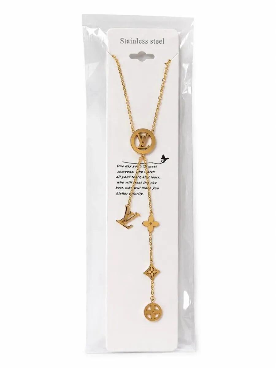 Gold-Tone Statement Lariat Necklace - Image 2