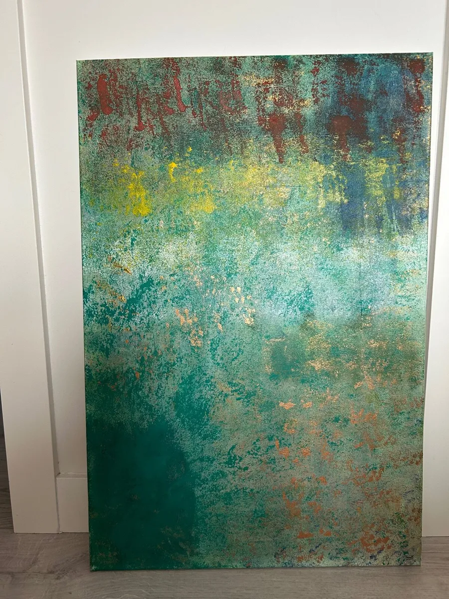 Large abstract green painting - Image 1