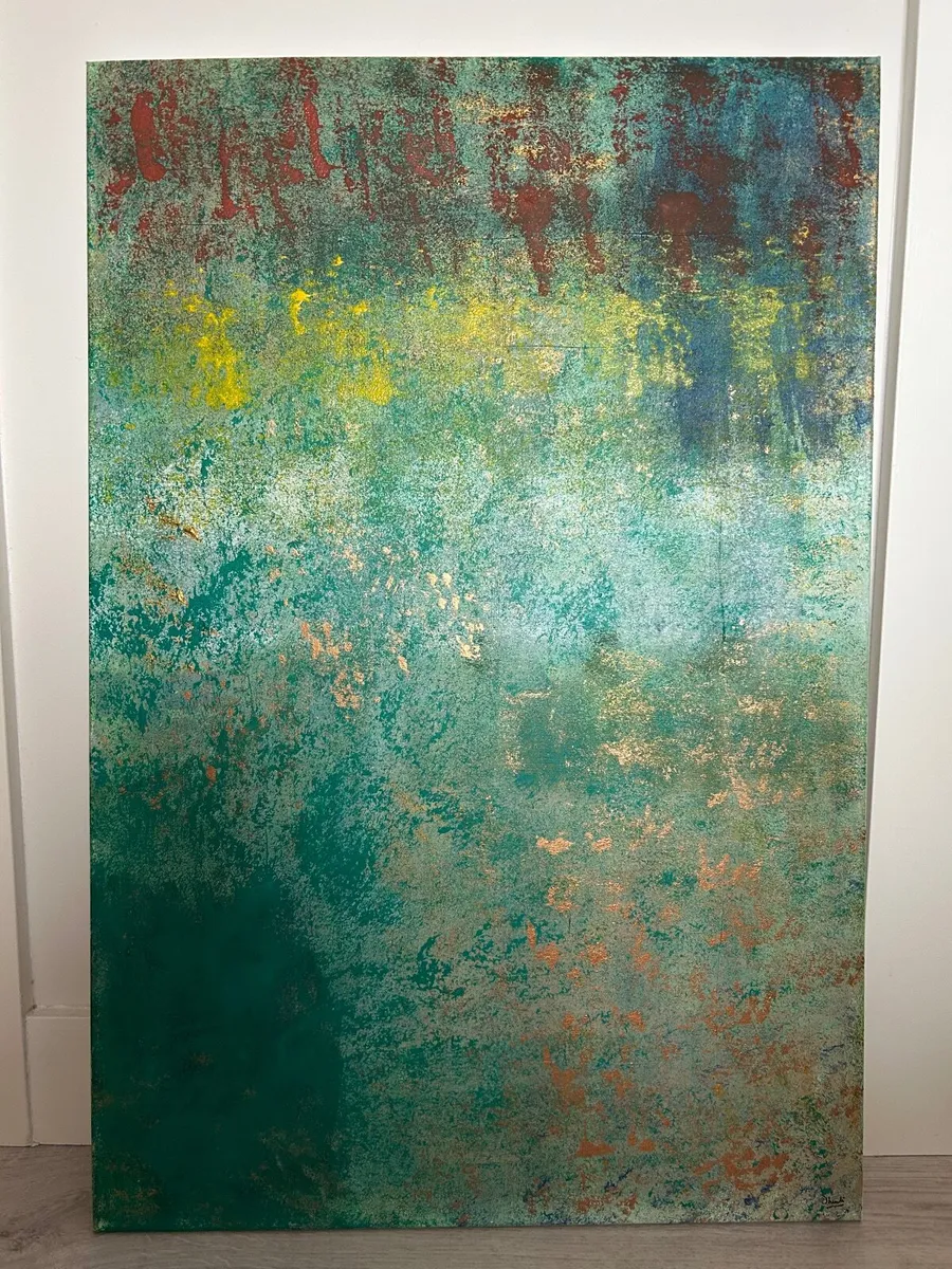 Large abstract green painting - Image 2