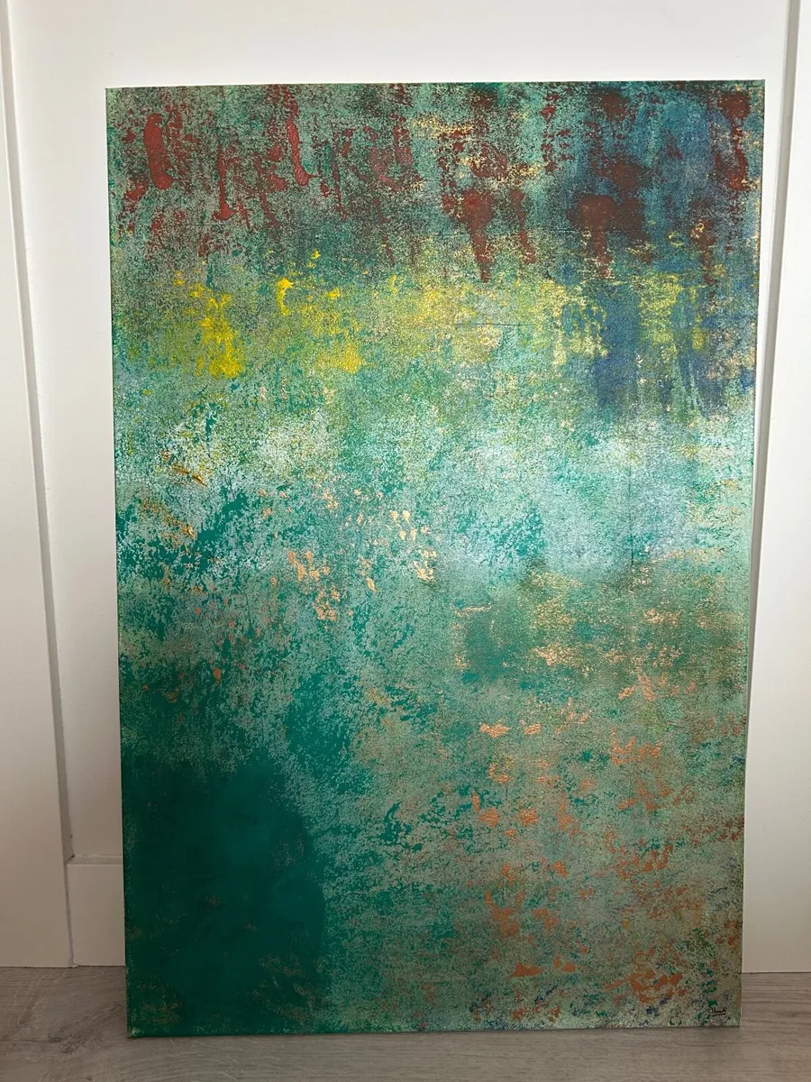 Large abstract green painting - Image 3