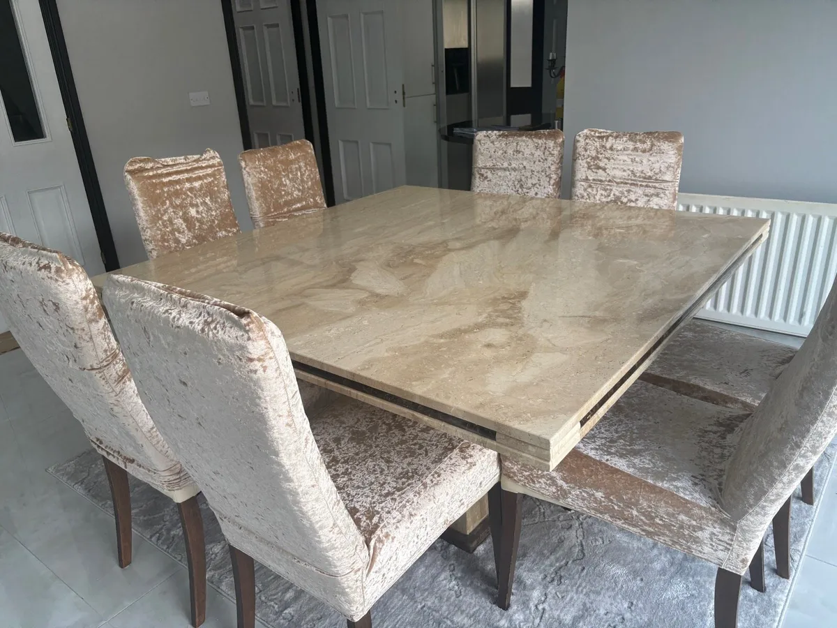 Marble Dining Table with 8 Chairs - Image 1