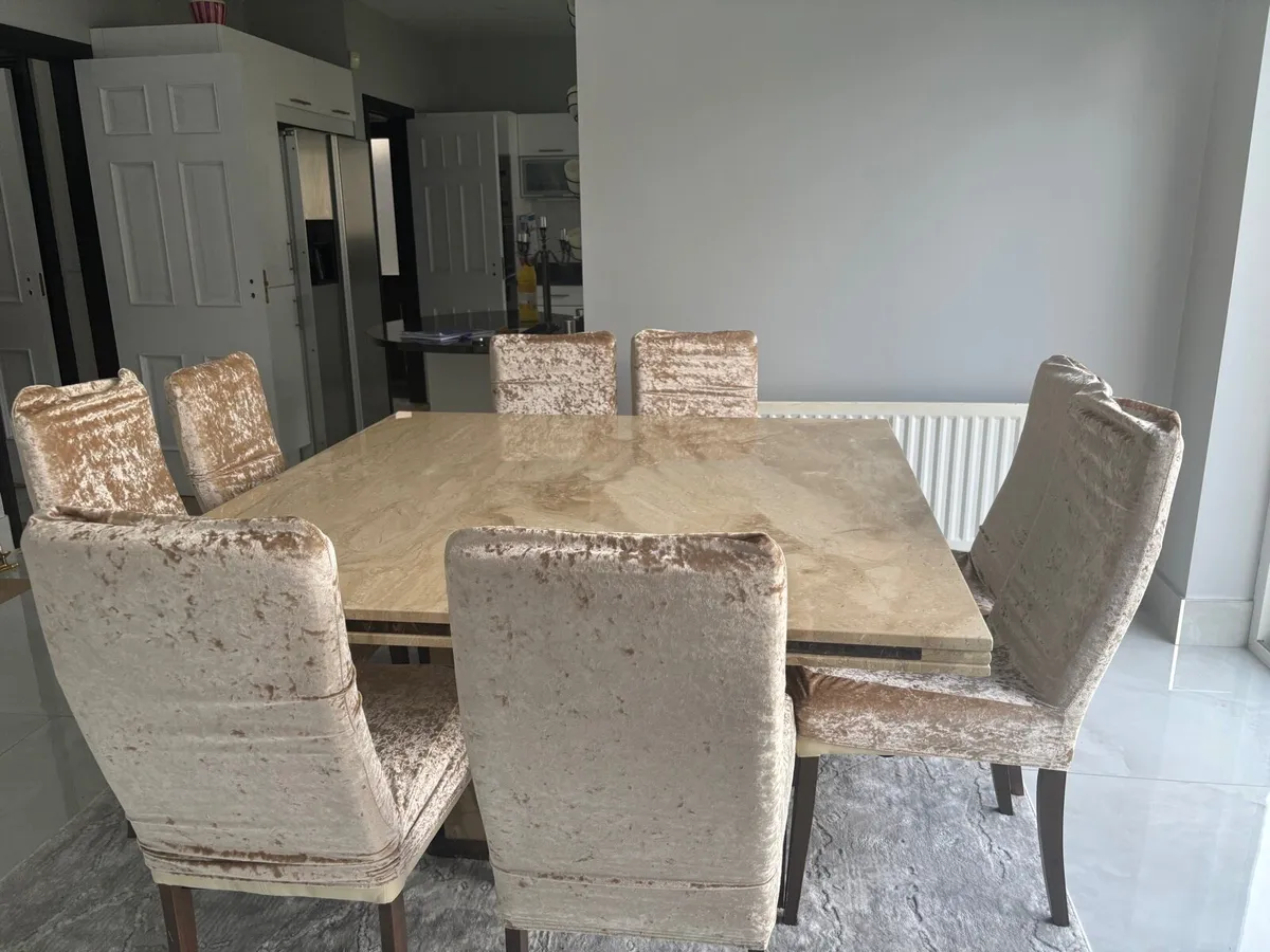 Marble Dining Table with 8 Chairs - Image 2