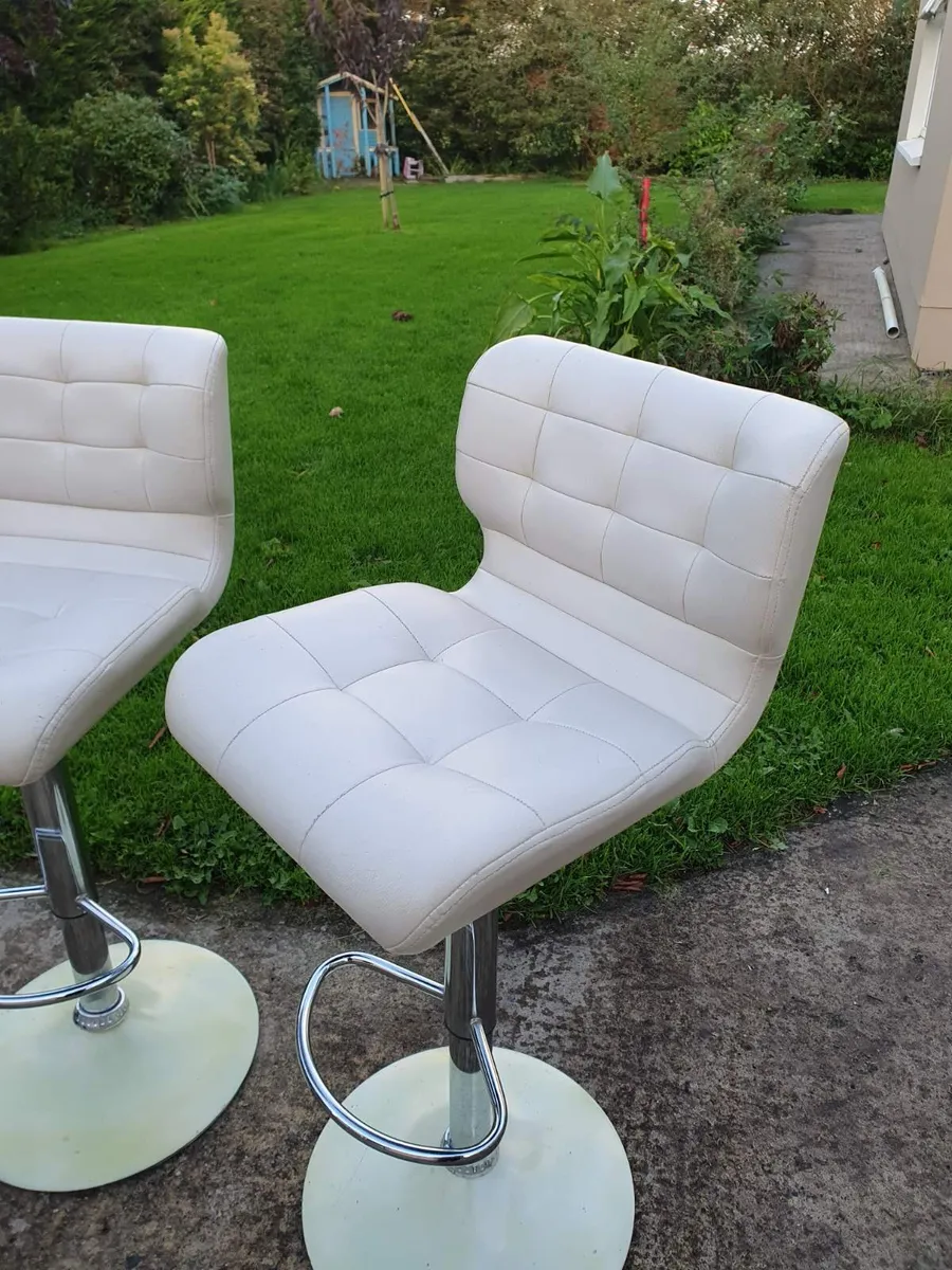 Pair of Cream Swivel Bar Stools  Adjustable Height - Image 2